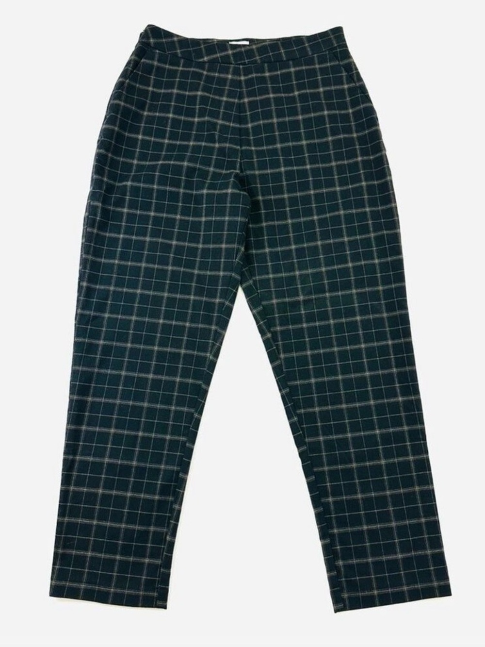 TenTree plaid womens trousers Medium black high waisted side zip Classiccore
